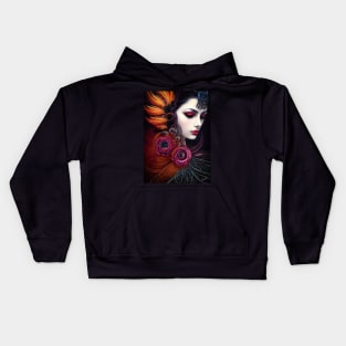 Exotic beauty in feather and flowers Kids Hoodie